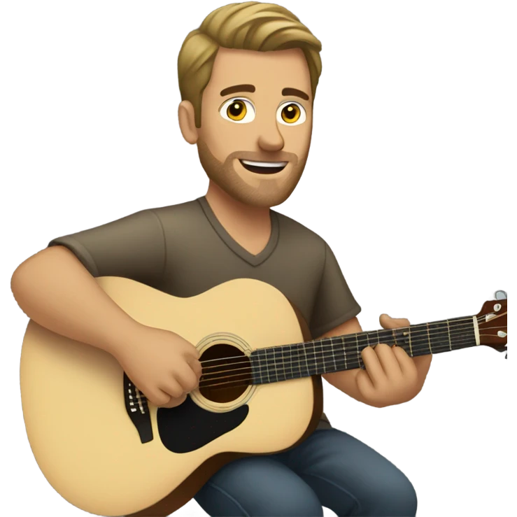 Caucasian man playing an acoustic guitar emoji