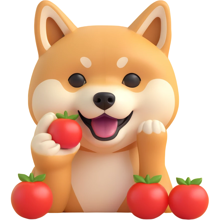 shiba inu eating tomatoes emoji