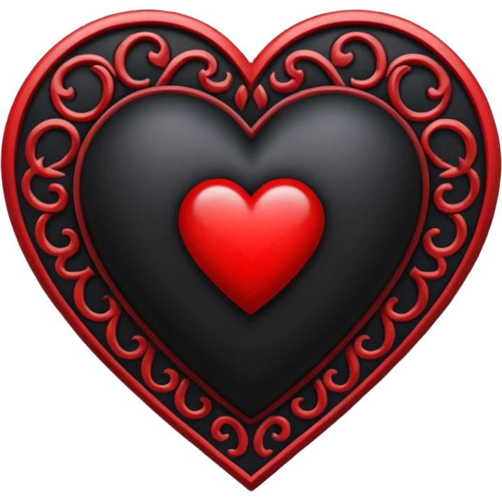 Can you make a heart with a gothic design, I want black and blood red colors . I want the letter I in the middle of the heart emoji