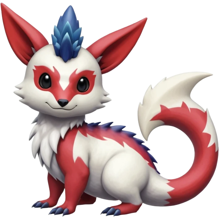 Scaly furry cute colorful exotic realistic painted smooth glossy Zangoose-Salandit-Minccino-Absol-fusion emoji