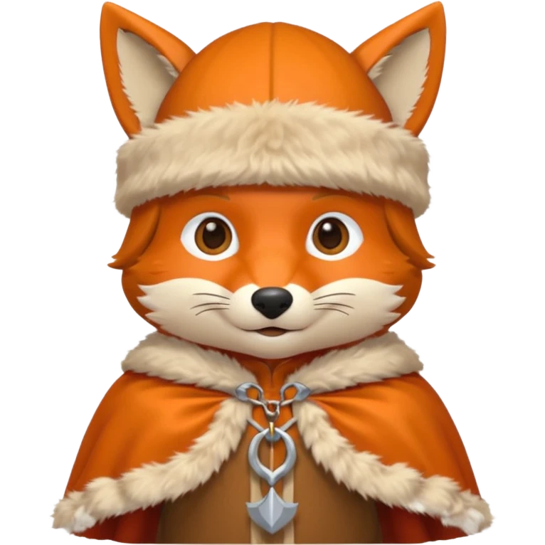 Fox wearing viking hat and fur cape emoji