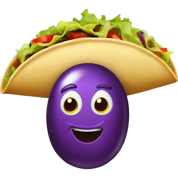 Taco with a eggplant emoji