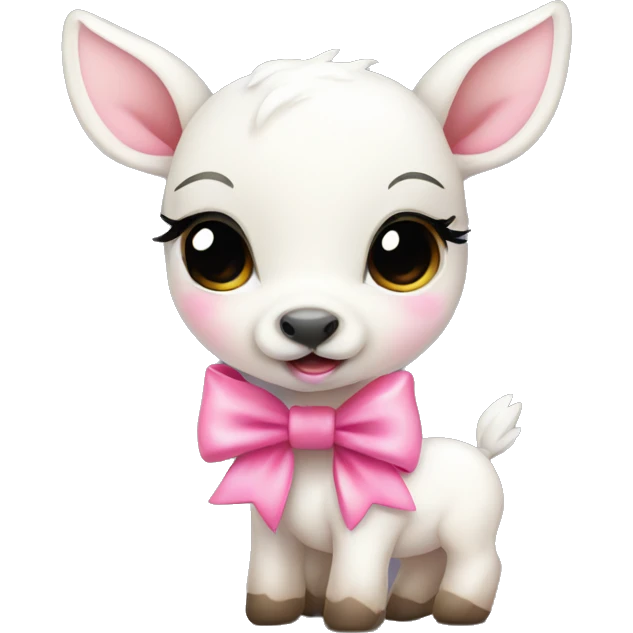 White baby deer with pink bow emoji