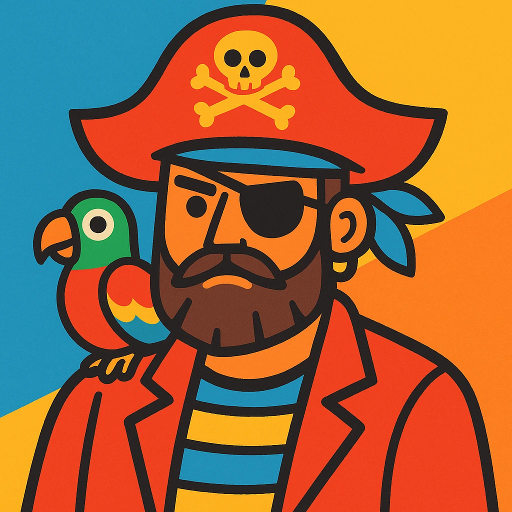 pirate with eye patch and parrot emoji