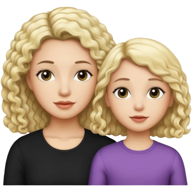 no make the mother have straight blond hair and daughter black culry haikr emoji
