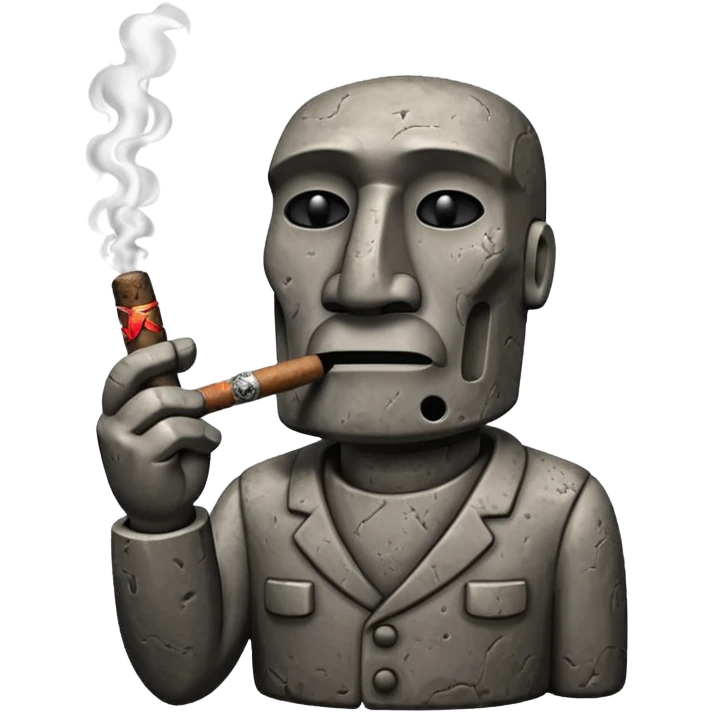 Image of moai smoking a cigar emoji