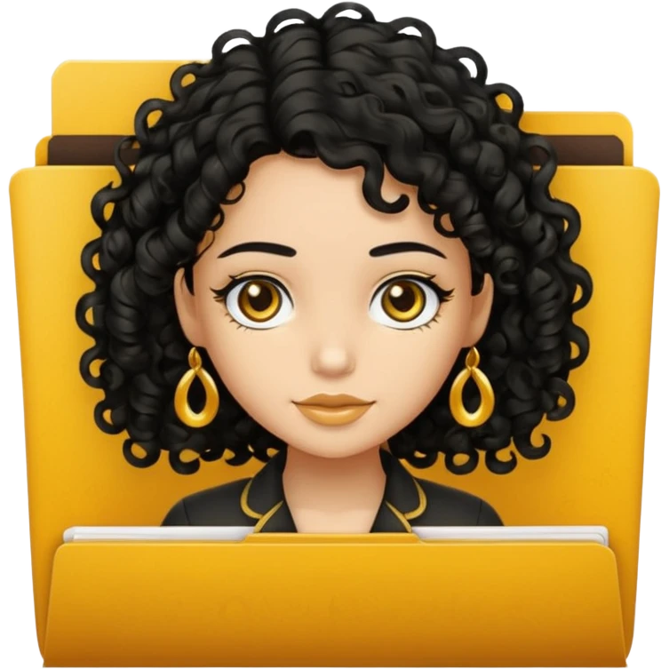 black transparent folder - with a canela skin girl with curly black hair logo  emoji