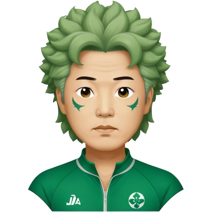 Jang Deok-su , Age: Late 50s
Appearance: A fierce man with tattoos, A large hair, have a tattoo on his neck.
Outfit: Green player tracksuit emoji