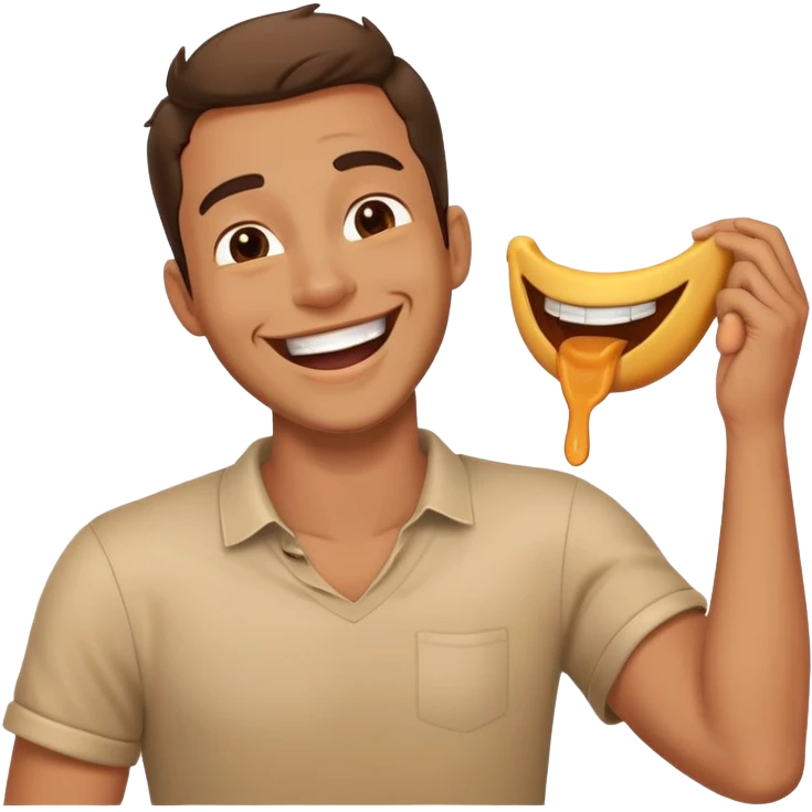a guy holding a neck and laughing emoji