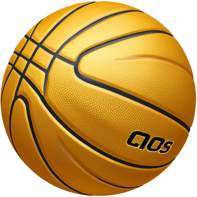 a golden basketball with classic black lines, shiny gold metal texture emoji