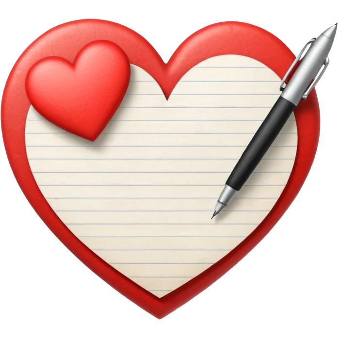 Writing paper on a heart emoji