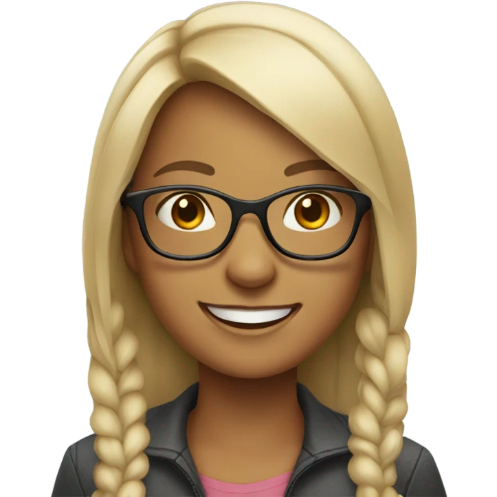 girl with glasses and smile emoji