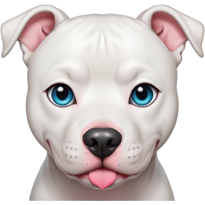 White pit Bull dog with two different colored eyes emoji