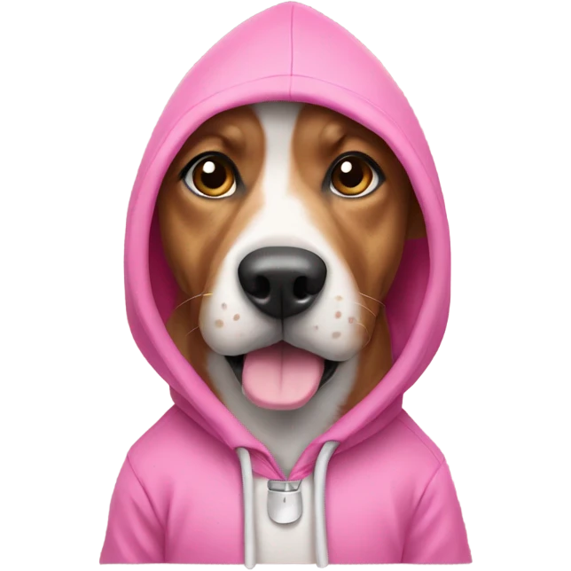 Dog wearing a pink hoodie emoji