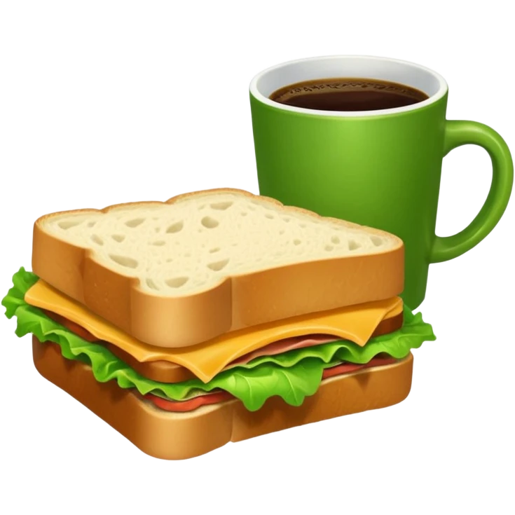 green cup Coffee and sandwich emoji