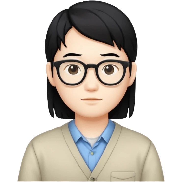 asian nerd with black hair  emoji