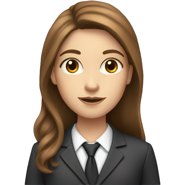 white-girl-with-long-brown-hair with notepad in suit emoji