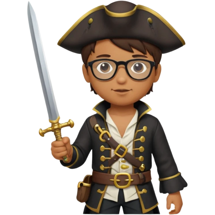 kid boy with pirate costume wearing glasses emoji