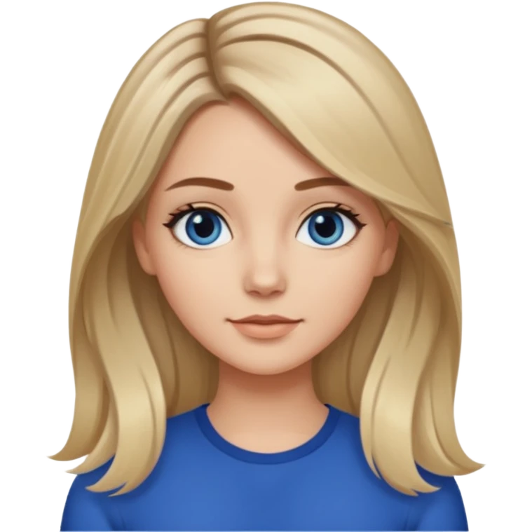 white girl long light brunette / blonder hair girl with darker roots in her hair middle part and dark blue eyes that's not really tan but not pale emoji