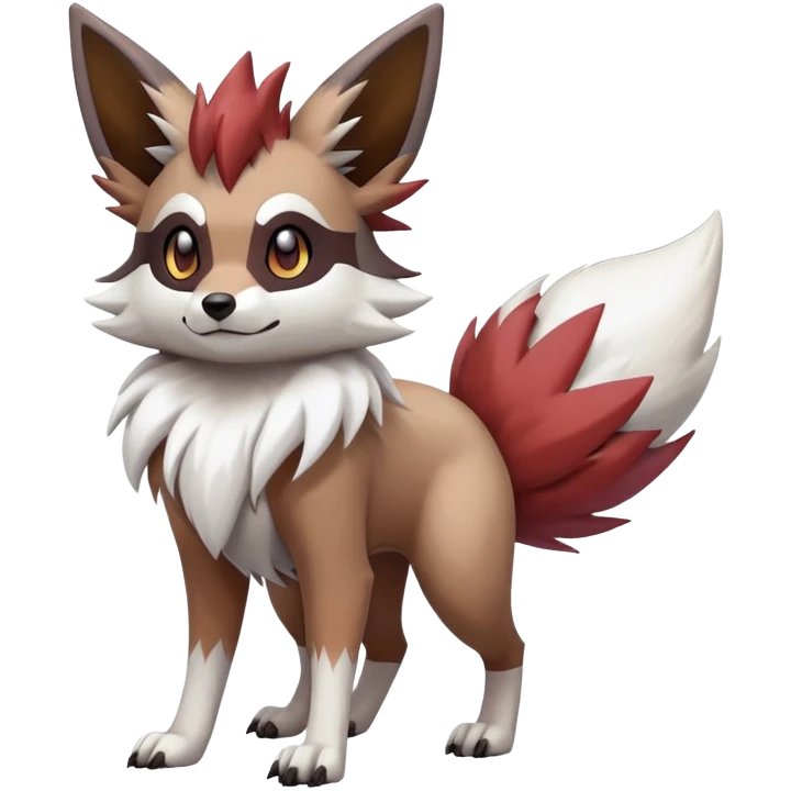 zigzagoon-Eevee-Lycanroc-linoone-furret-Fakémon-hybrid-creature (full body)  emoji