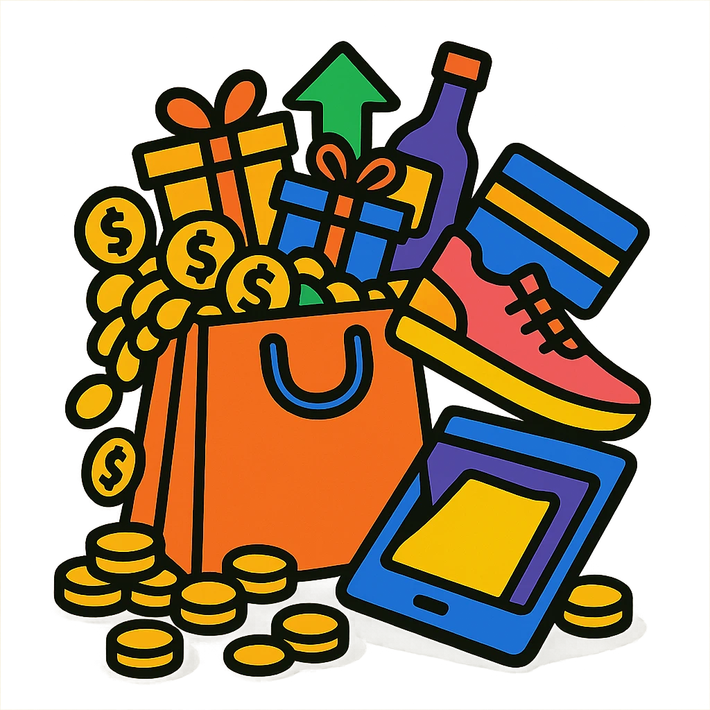 abstract representation of excess with overflowing objects in vibrant colors emoji