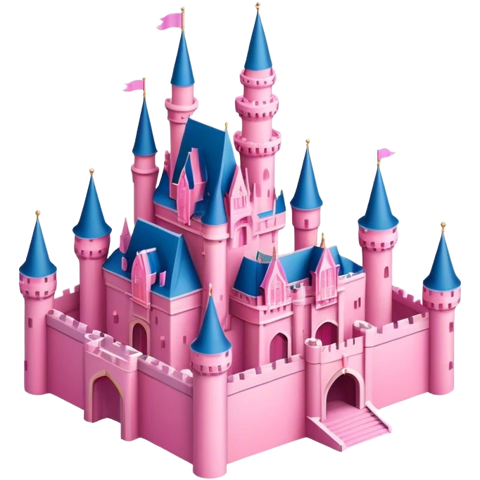 Pink Disney world castle, isometric exterior view  emoji
