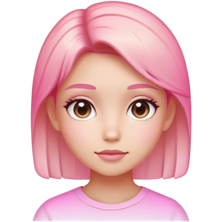 Cute minimalist female character with pink gradient glass effect, transparent background emoji