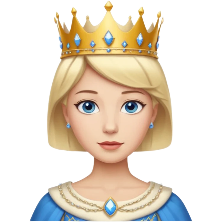 Queen with blonde short hair and blue eyes emoji