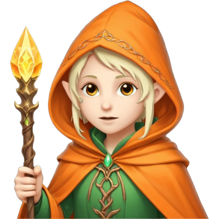 Mage elf with glowing orange staff emoji
