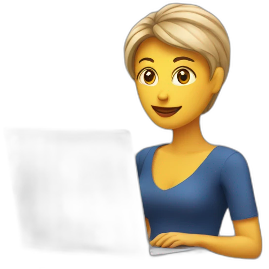 woman with a coffee cup on top of the head on a laptop emoji