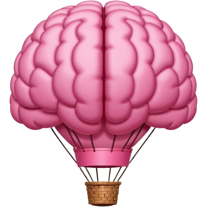 Globo aerostatico con forma de cerebro de color rosa emoji