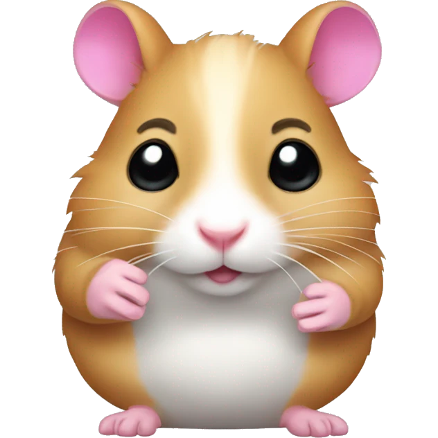 A hamster with a pink manicure emoji