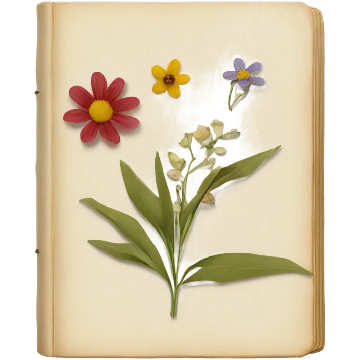book with some pressed flowers on the pages realistic flowers pressing emoji