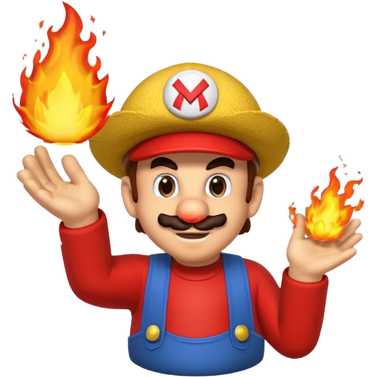 Fire power Mario throwing a fireball with a Jamaican hat  emoji
