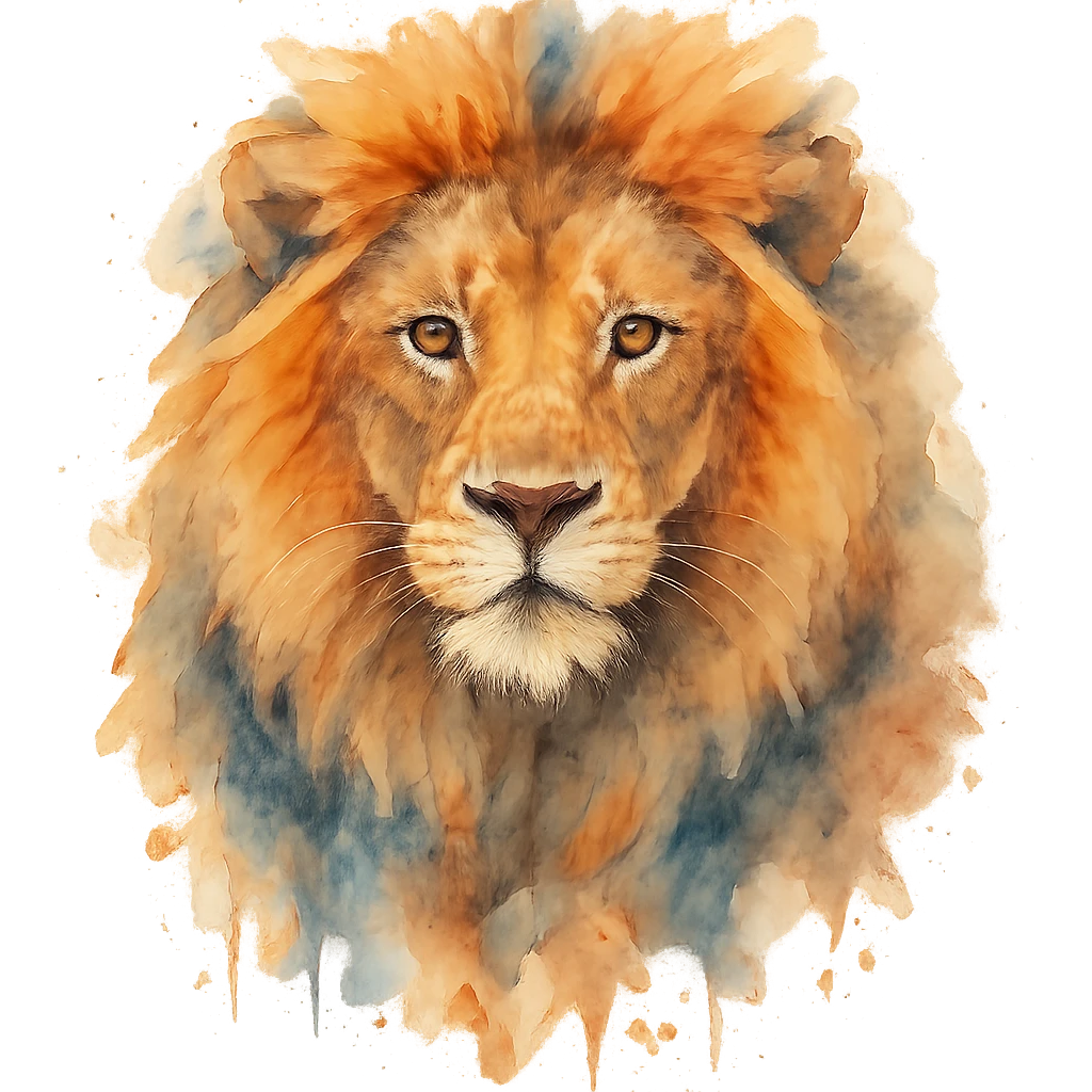 watercolor style lion emoji
