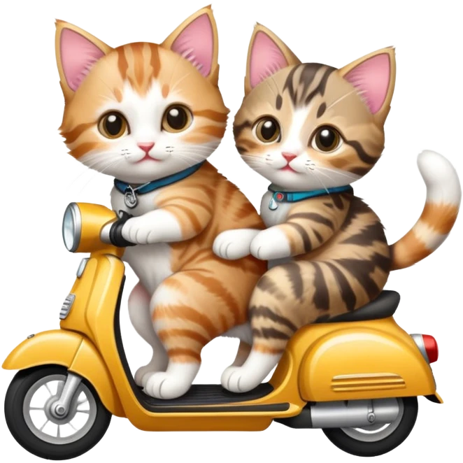 Two kitties riding in scooter emoji
