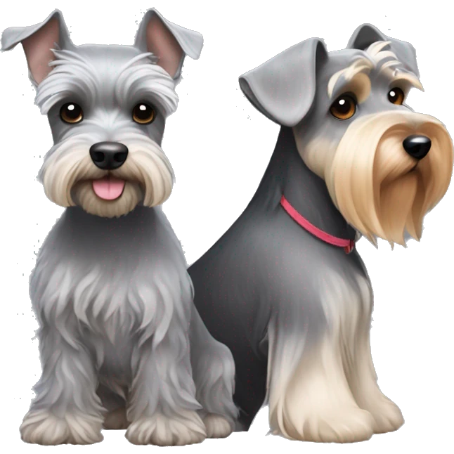 gray mini schnauzer with another mini schnauzer and yorkie emoji