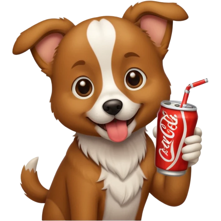Un perro con un refresco emoji