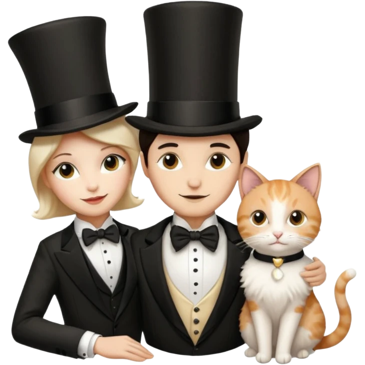 magician couple and their pet cat emoji