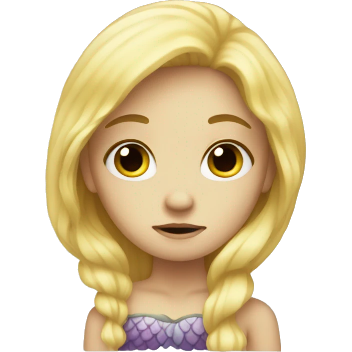 a sad mermaid with blonde hair and tail emoji