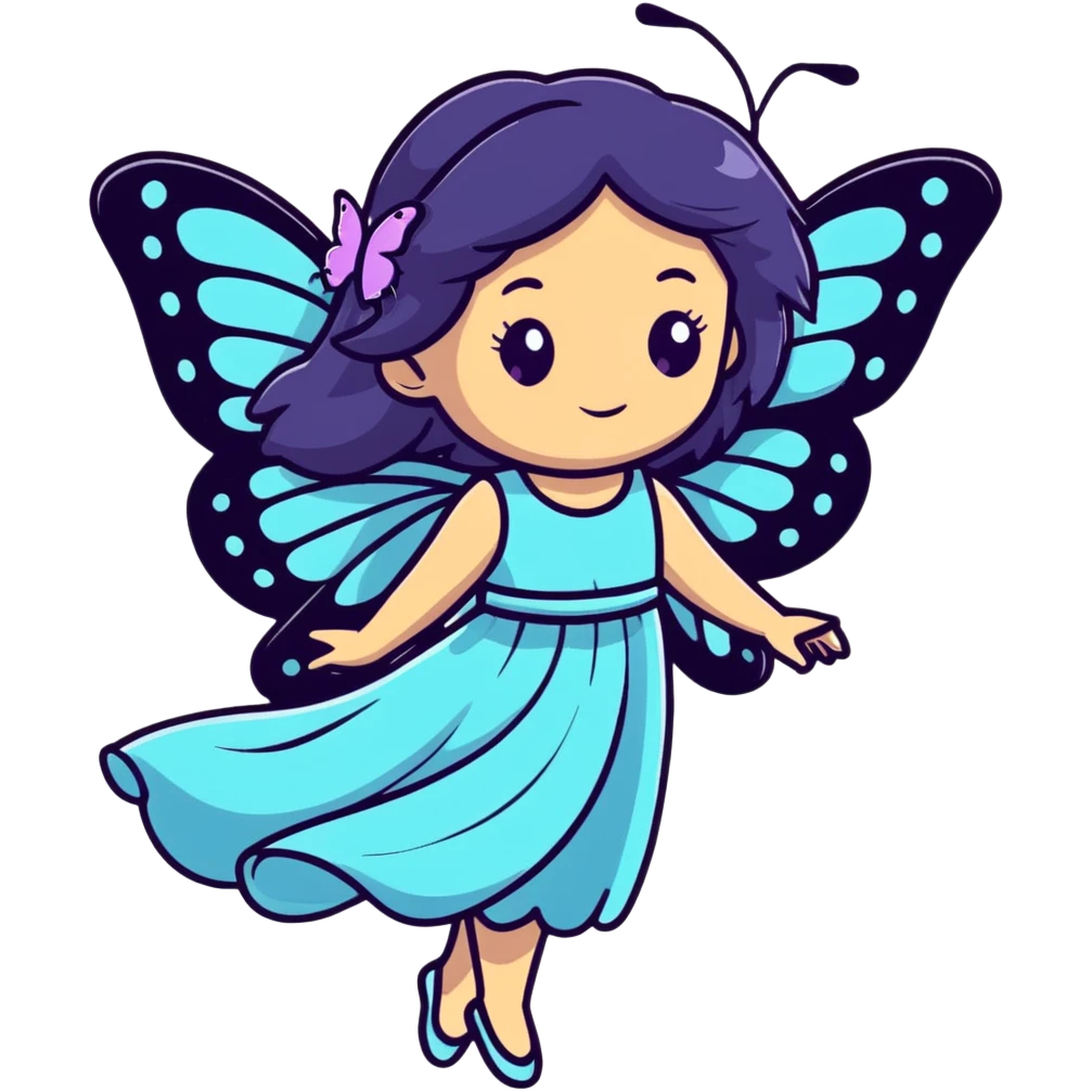 Whimsical fairy girl with butterfly wings, flowing hair, and enchanted aura emoji