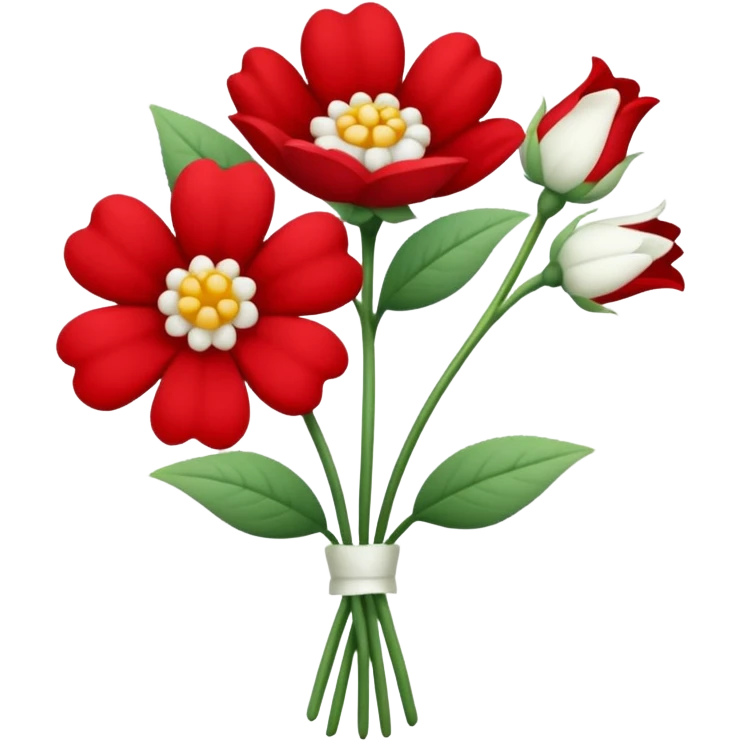 One red flower and one white flower in bouquet emoji