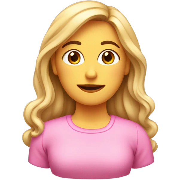 Mujer de cabello rubio enojada, con suéter rosa emoji