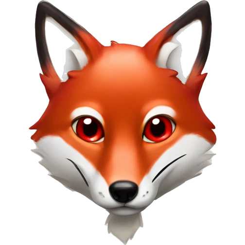 dark red fox face with tiny red heart instead of eyes emoji