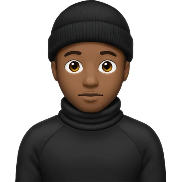 black man in black sweather emoji