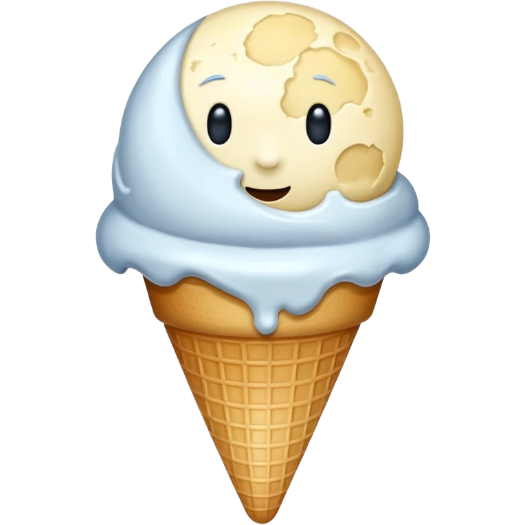 Ice cream that looks like the moon and is shiny emoji