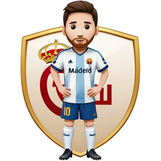Messi standing on Madrid logo emoji