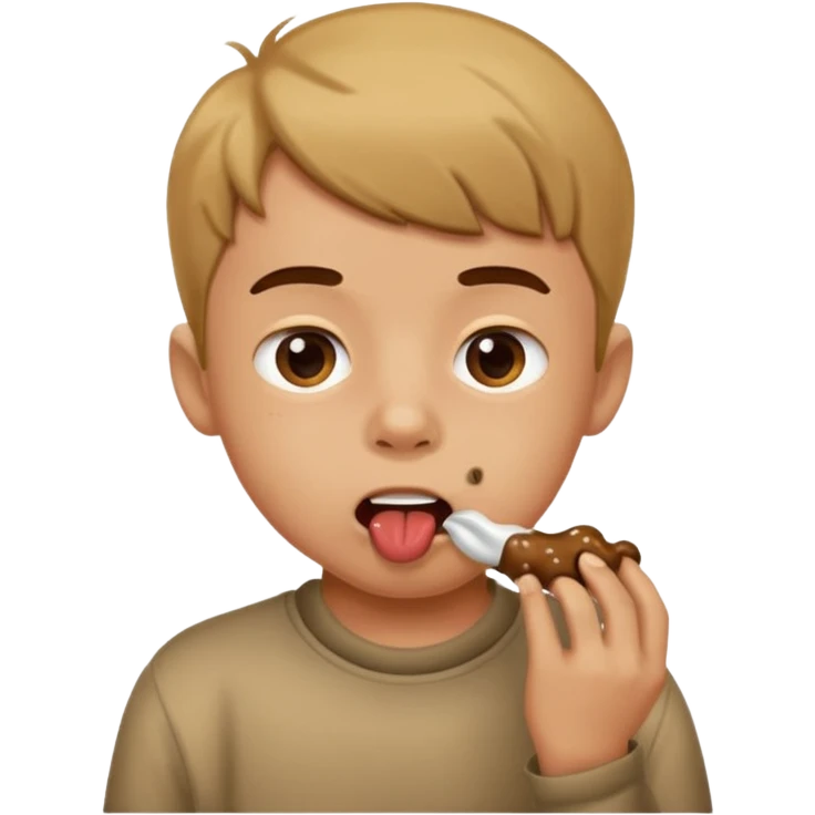 Poop chewing poop in boys mouth emoji