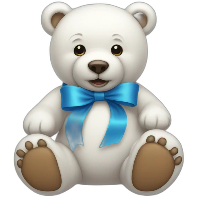 white bear with blue ribbon  emoji