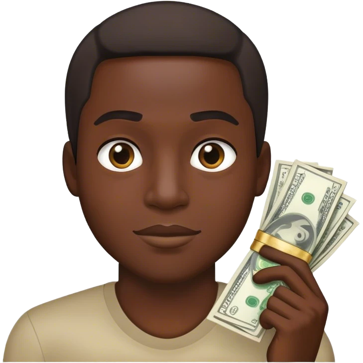 Black man showing off money emoji